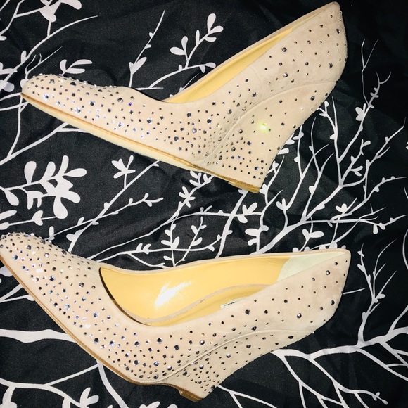 Oscar de la Renta Crystal Studded Wedges - Picture 4 of 8